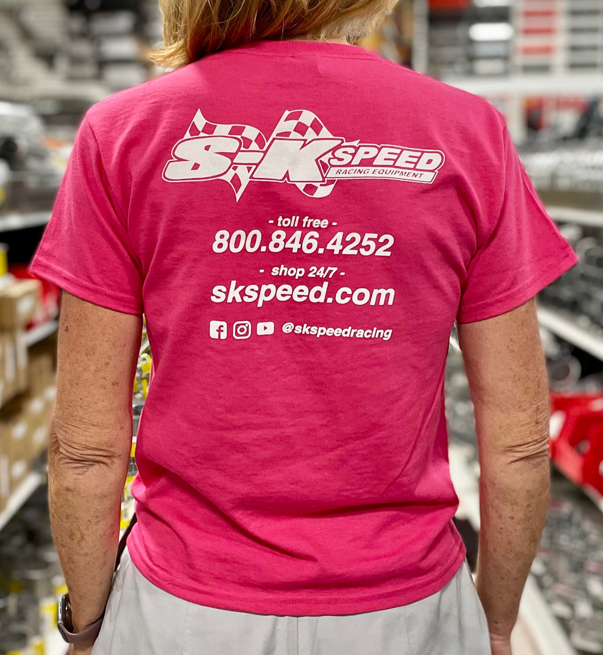 SK Speed Ladies T Shirt - New Flag Logo - Pink - Medium