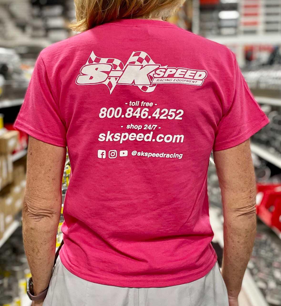 SK Speed Ladies T Shirt - New Flag Logo - Pink - X-Large