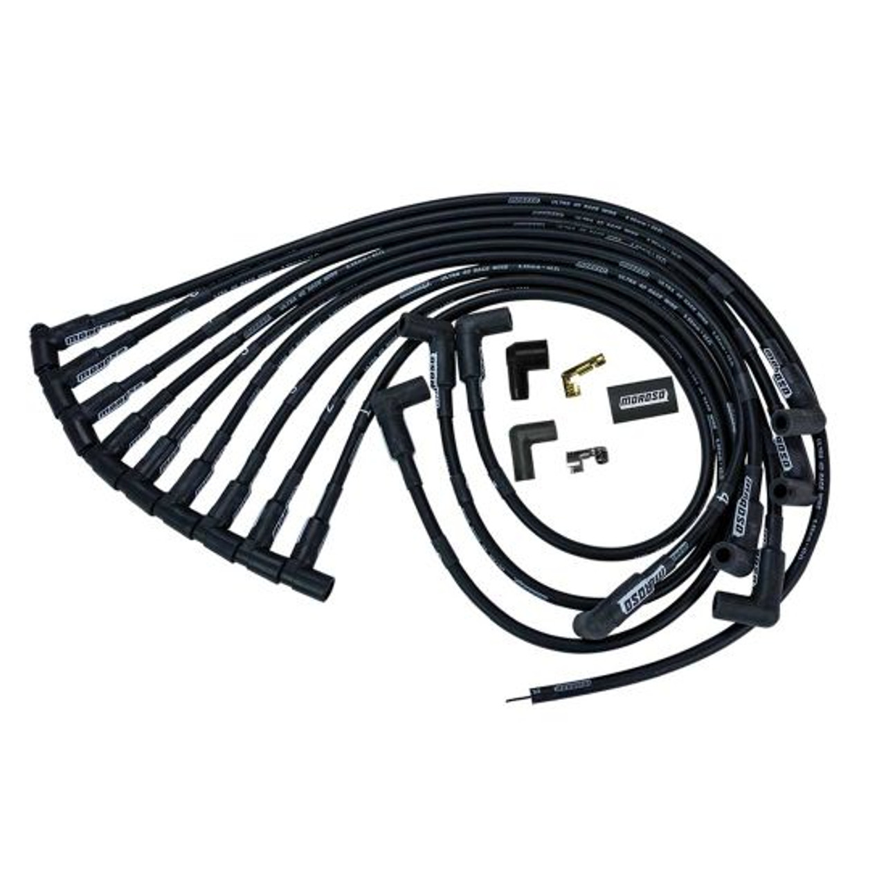 Moroso 73707 Ultra 40 Un-Sleeved HEI Spark Plug Wires - Small Block Chevy - Black
