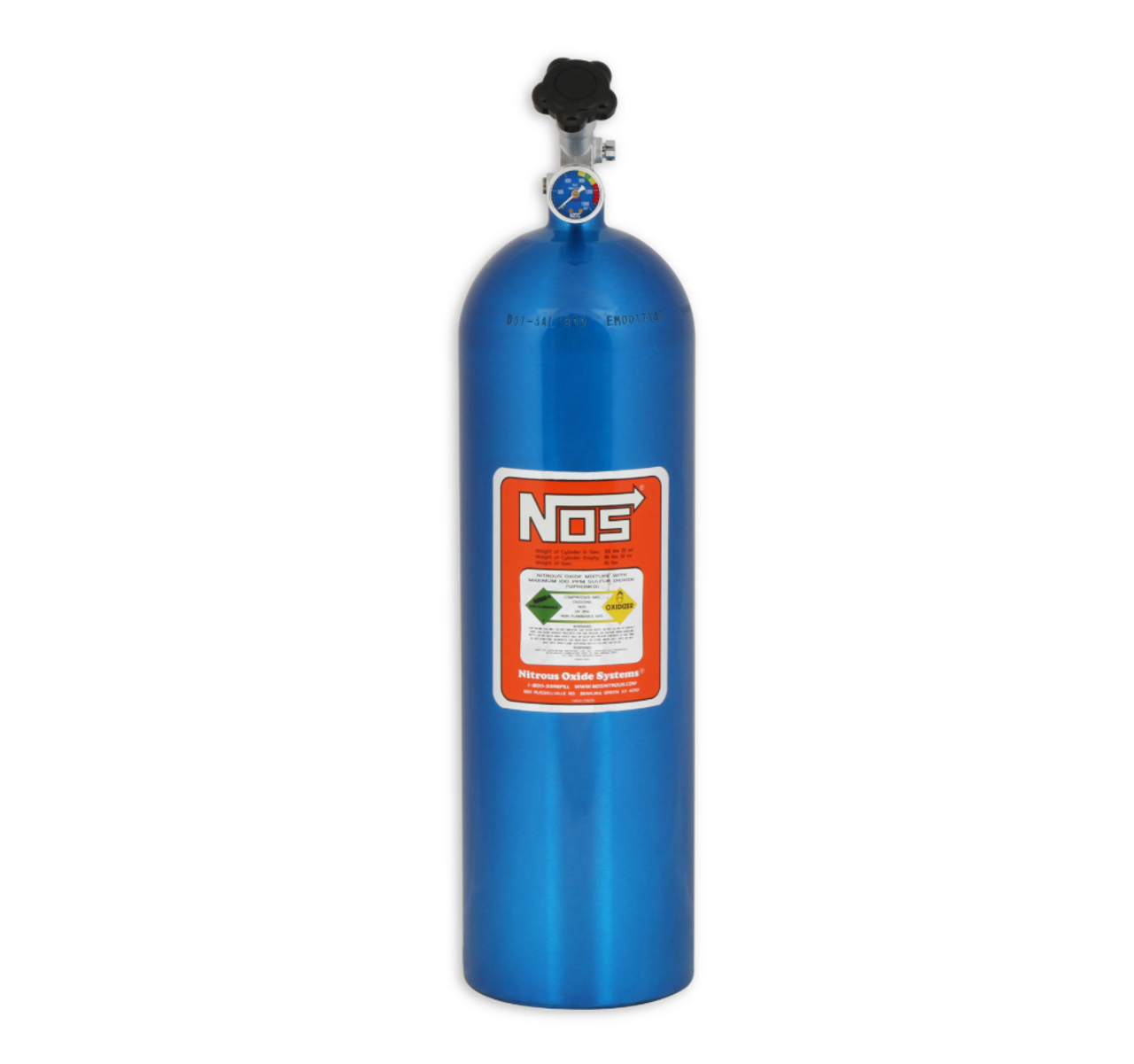 NOS 14750NOS 15 lb Nitrous Bottle w/ NOS Blue Finish & Super Hi Flo Valve