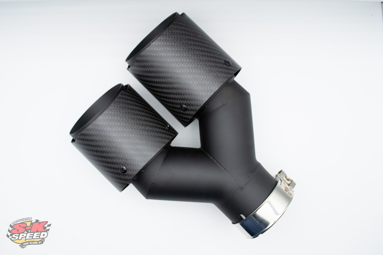 3.5" Dual Out Bolt-on Double Wall Slant Matte Carbon Fiber Tip Passenger Side