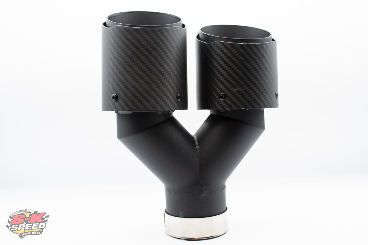 3.5" Dual Out Bolt-on Double Wall Slant Matte Carbon Fiber Tip Passenger Side