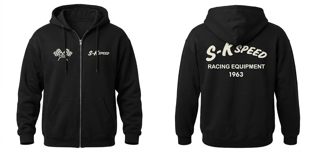SK Speed Racing "Vintage" Logo Zip-Up Hooded Sweatshirt Black