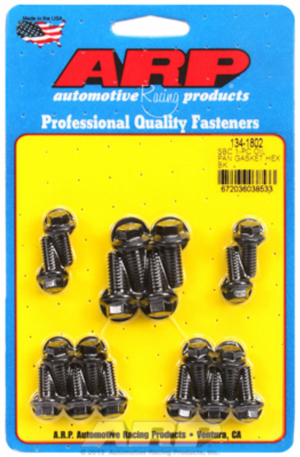ARP 134-1802 Oil Pan Bolt Kit - Small Block Chevy w/ 1 Piece Gasket - Black Hex