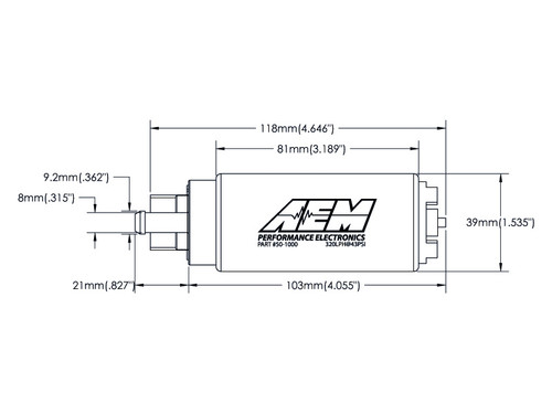 AEM Electronics 50-1000 320LPH High Flow In-Tank Fuel Pump - Offset Inlet 1000HP