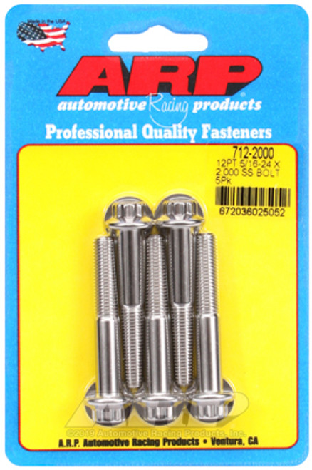 ARP 712-2000 Stainless Steel Bolts 12 Point Head - 5/16"-24 - 2.000" UHL 5 Pack