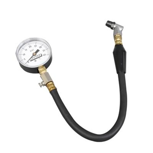 Moroso 89555 Tire Pressure Gauge - Dial Type - 2-5/8" White Face - 0-40psi
