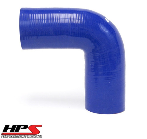 HPS 4 Ply Reinforced 90 Degree Silicone Hose Coupler 1.5" ID - 4" Leg Blue HPS 4 Ply Reinforced 90 Degree Silicone Hose Coupler 1.5" ID - 4" Leg Blue