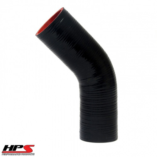 HPS 4 Ply Reinforced 45 Degree Silicone Hose Coupler - 1.75" ID 4" Leg - Black HPS 4 Ply Reinforced 45 Degree Silicone Hose Coupler - 1.75" ID 4" Leg - Black