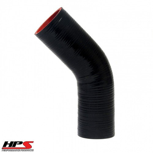 HPS 4 Ply Reinforced 45 Degree Silicone Hose Coupler - 2.25" ID 4" Leg - Black
