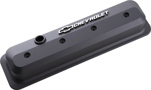 Proform 141-840 Slant-Edge SBC Centerbolt Tall Aluminum Valve Covers Black Pair