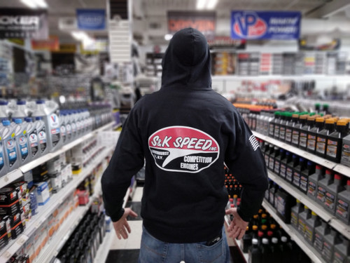 SK Speed Racing Comp Engines Logo Zip-Up Hooded Sweatshirt Mens Large - Black