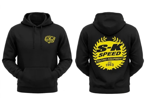 SK Speed Racing Shield Logo Hoodie - Black with Yellow Logo