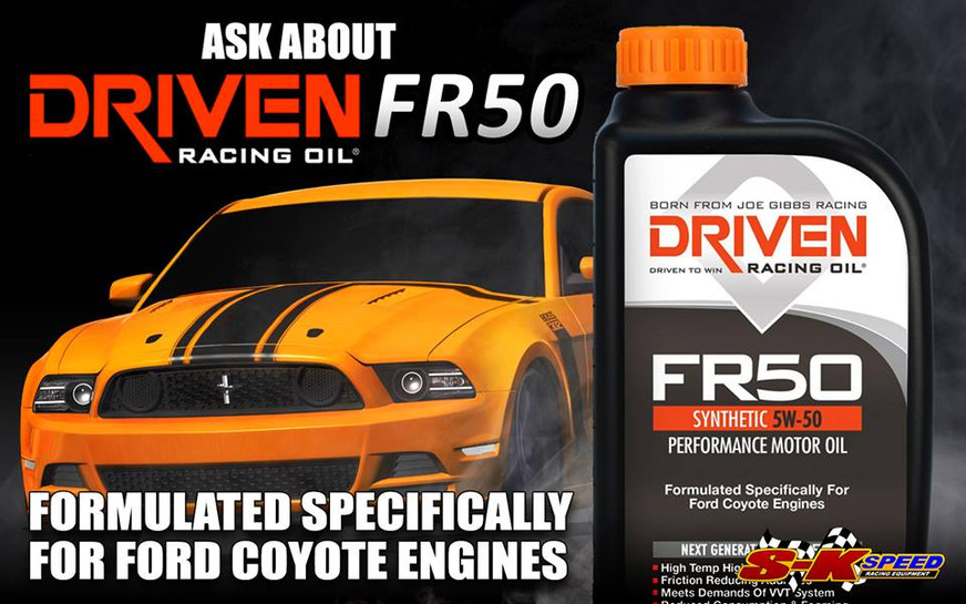 Driven Racing Oil FR50 & FR20 specifically formulated for the Ford Mustang Coyote & Modular Engines