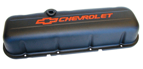 Engine Valve Covers Steel Chrome Direct Connection Logo Fits LA/Small Block Engines Proform main image 0
