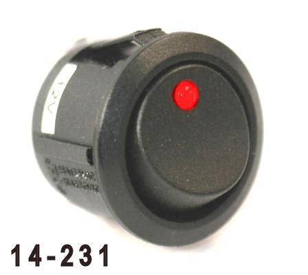 K4 Switches 14231 Off-On Round Rocker Switch with Red Dot