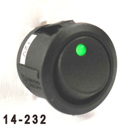 K4 Switches 14232 Off-On Round Rocker Switch with Green Dot
