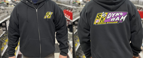 SK Speed Racing "Dyno Ram" Logo Zip-Up Hooded Sweatshirt Mens Extra Large (XL) - Black