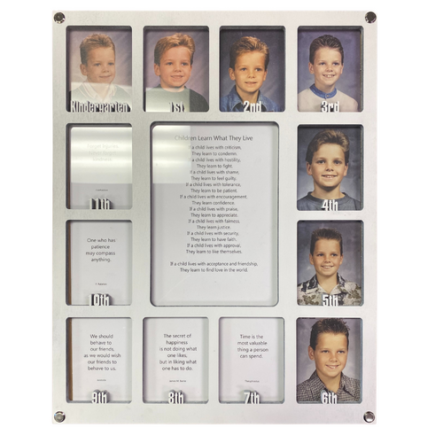School Years Non Personalized Picture  Frame Collage - Frameless Frame - Kindergarten to Graduation K-12 - Clockwise - 11x14