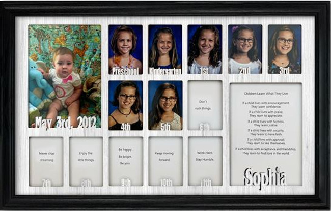 School Years Picture Frame Collage - Personalized - 12x20