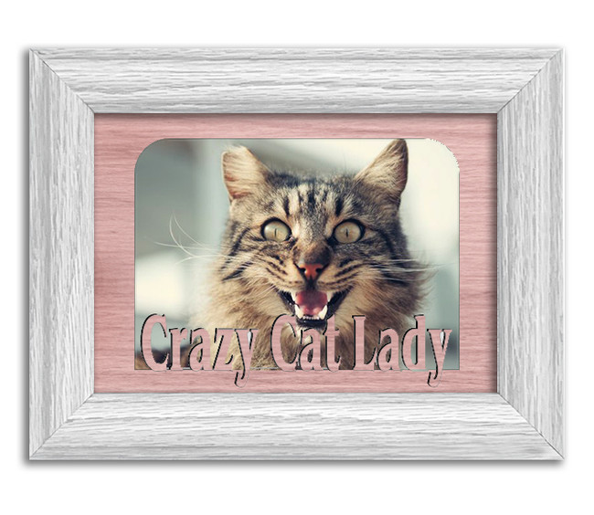 Crazy Cat Lady Tabletop Picture Frame - Holds 4x6 Photo - Multiple Color Options