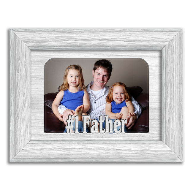 #1 Father Tabletop Picture Frame - Holds 4x6 Photo - Multiple Color Options