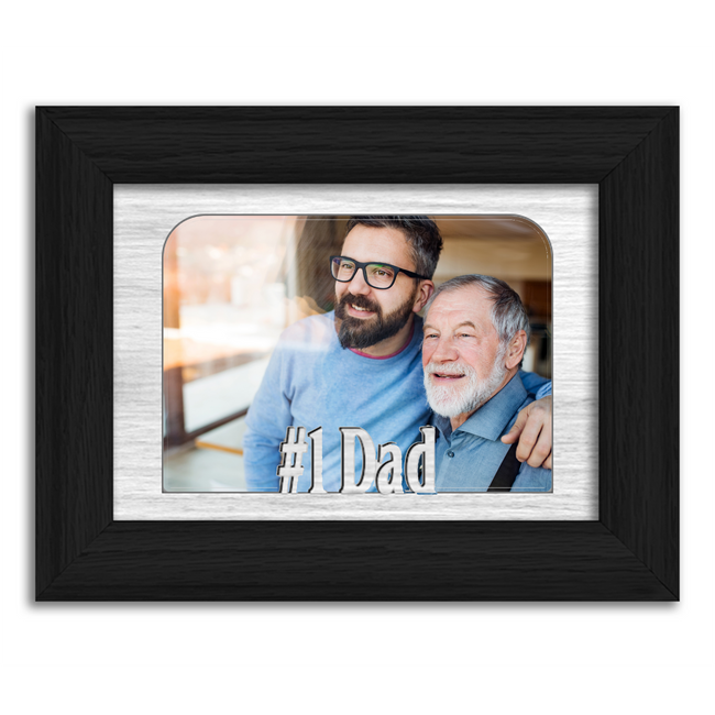 #1 Dad Tabletop Picture Frame - Holds 4x6 Photo - Multiple Color Options