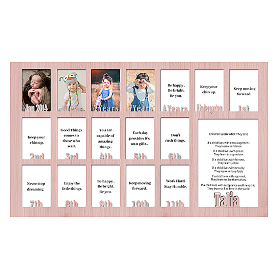 School Years Picture INSERT (No Frame) Collage - Personalized  Name and Date Full - 12x20