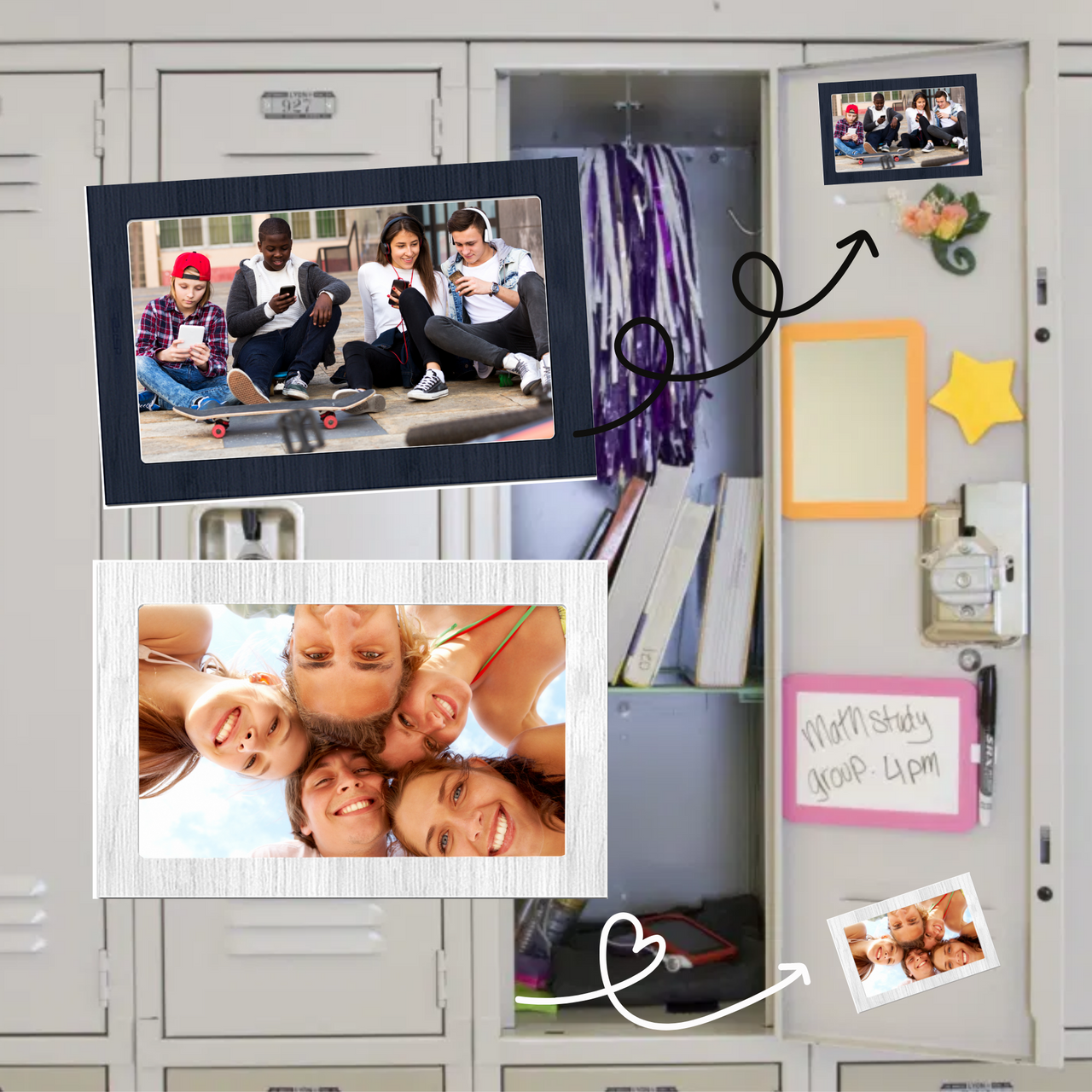 Magnetic Picture Frame for School Locker - File Cabinet - Refrigerator -  Magnet Photo Frame Holds 4x6 Photo