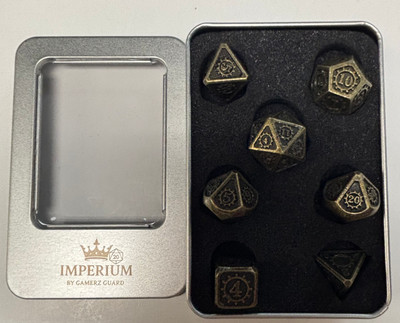 Steampunk Iron color Metal Dice 7 piece Polyhedral dice set N2