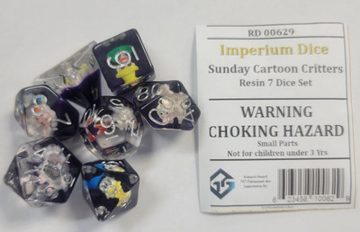 Sunday Cartoon Critters Resin 7 Dice Set