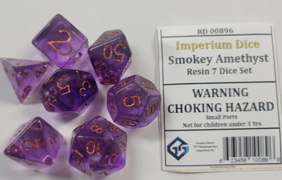 Smokey Amethyst Resin 7 Dice Set