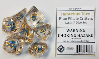 Blue Whale Critters Resin 7 Dice Set