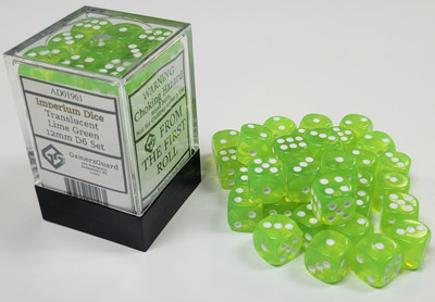 Translucent Lime Green Acrylic 12mm D6 Set