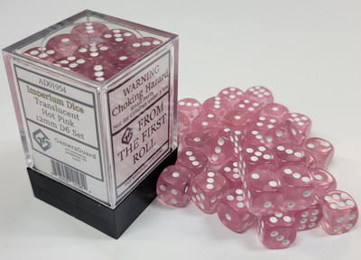 Translucent Hot Pink Acrylic 12mm D6 Set