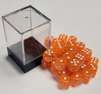 Translucent Bright Orange Acrylic 12mm D6 Set