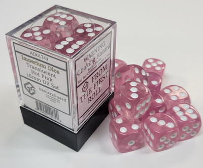 Translucent Hot Pink Acrylic 16mm D6 Set