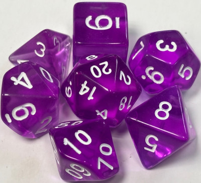 Translucent Purple Acrylic 7 Dice Set