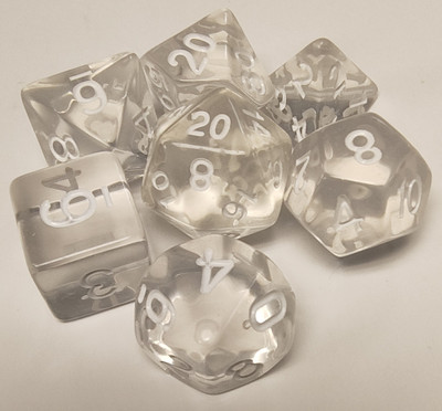 Translucent Crystal Clear Acrylic 7 Dice Set