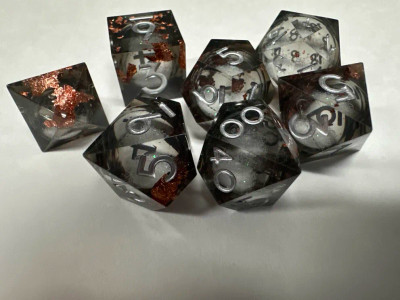 Winter Night Glitter Liquid Core Resin 7 Dice Set Winter Night Glitter Liquid Core Resin 7 Dice Set