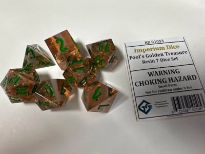 Fools Golden Treasure Resin 7 Dice Set