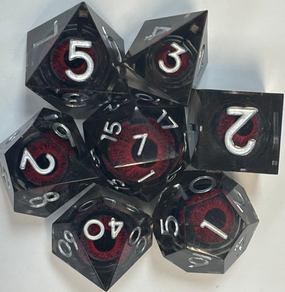 Demon of the Deep Leviathan Eyes Resin 7 Dice Set