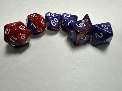 Runefused 7 Piece Acrylic Dice Set – Purple & Brown