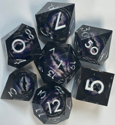 Hiding in Shadows Dragon Eyes Resin 7 Dice Set