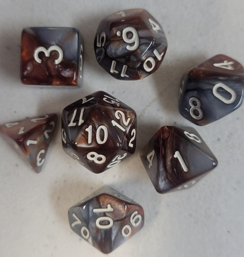 Copper Slate Acrylic 7 piece Polyhedral dice set