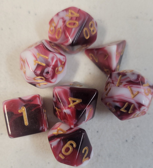 Rose Yellow Acrylic 7 piece Polyhedral dice set