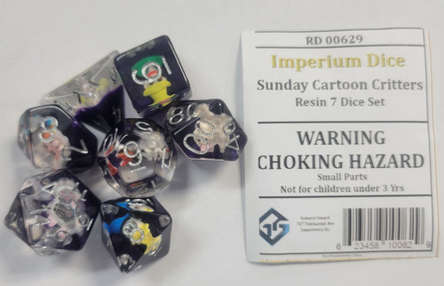Sunday Cartoon Critters Resin 7 Dice Set
