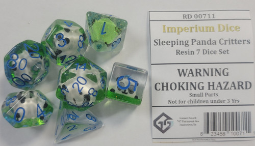Sleeping Panda Critters Resin 7 Dice Set