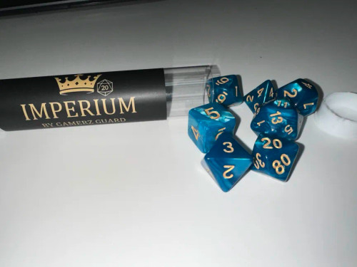 Aqua Blue Marble Acrylic 7 Dice Set