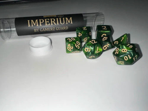 Forest Green Marble Acrylic 7 Dice Set